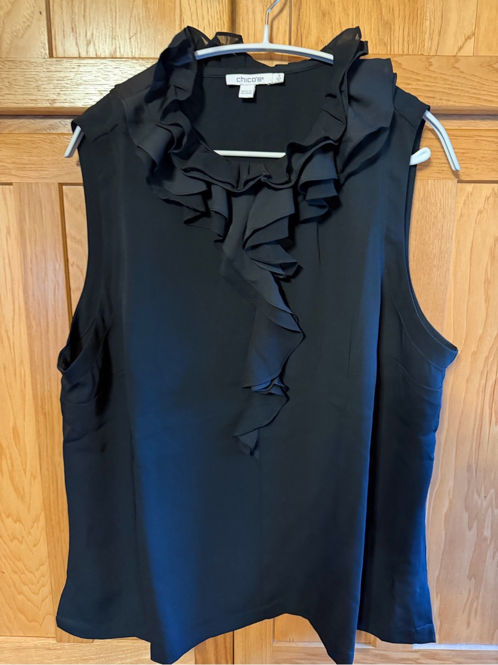 Chico's Black Sleeveless Ruffle-Front Camisole Size 3